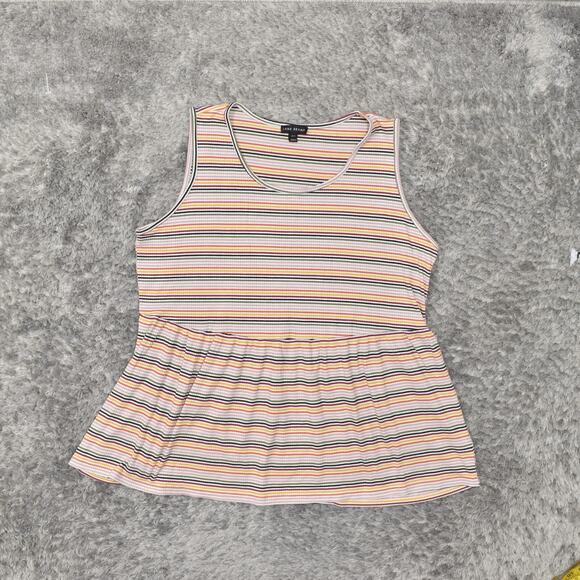Lane Bryant Women's Plus Size 18/20 Blouse Top Sleeveless Multicolor Striped Cot - Picture 1 of 8